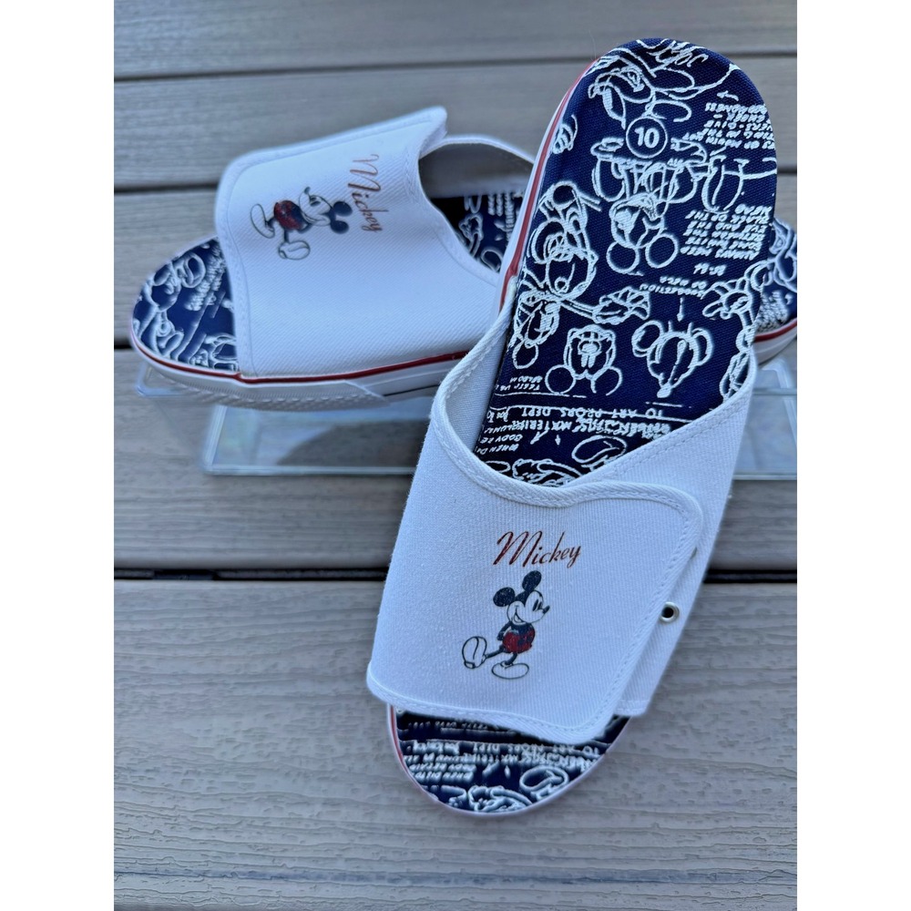 New Disney Mickey Mouse Red/White/Blue Canvas Slides Strap Size‎ 10 Women